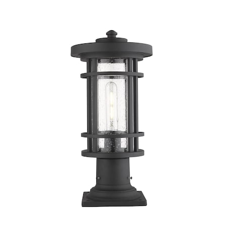 Jordan 1 Light Outdoor Pier Mounted Fixture, Black And Clear Seedy